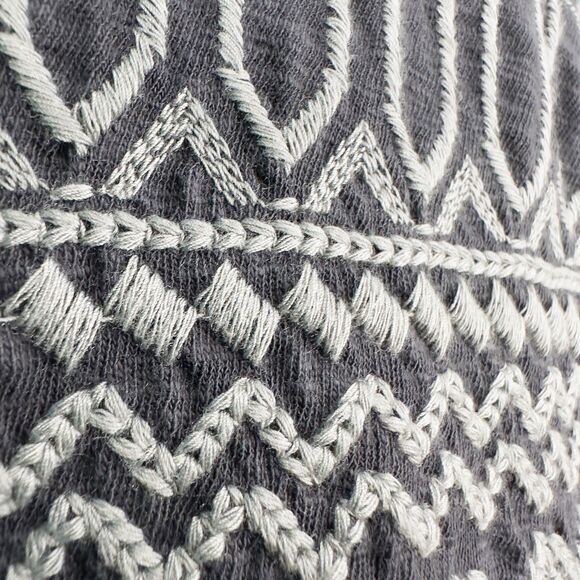 J Jill Embroidered Cotton Tunic Shift Dress Womens Medium Gray Boho Lagenlook - Picture 8 of 16